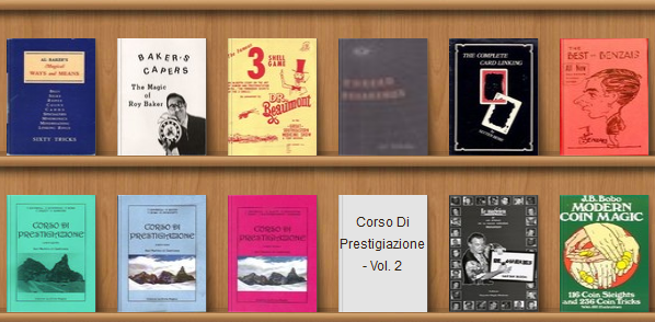 The bookshelf of close-up magic books of Marco Pusterla