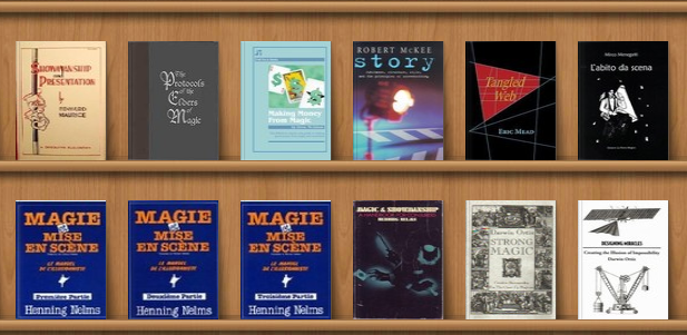 The bookshelf of magic theory books of Marco Pusterla
